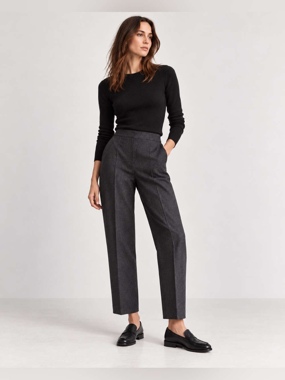 Babaton Conan Wool Cashmere Cropped Pants Charcoal Size 0 Aritzia